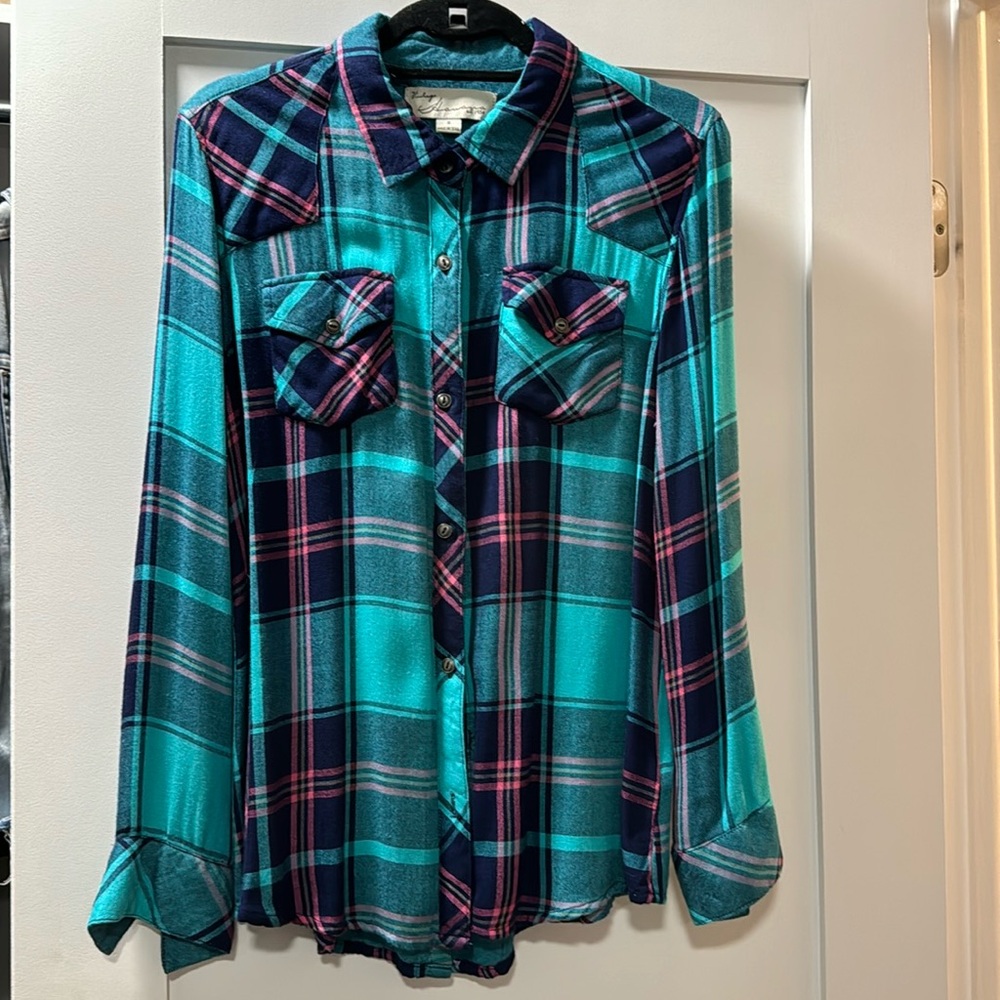 Vintage Havana plaid button down shirt size small